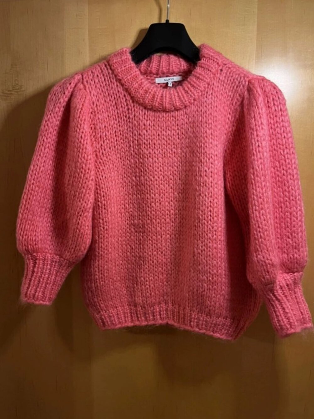 GANNI The Julliard Mohair Wool Sweater Pink Size L